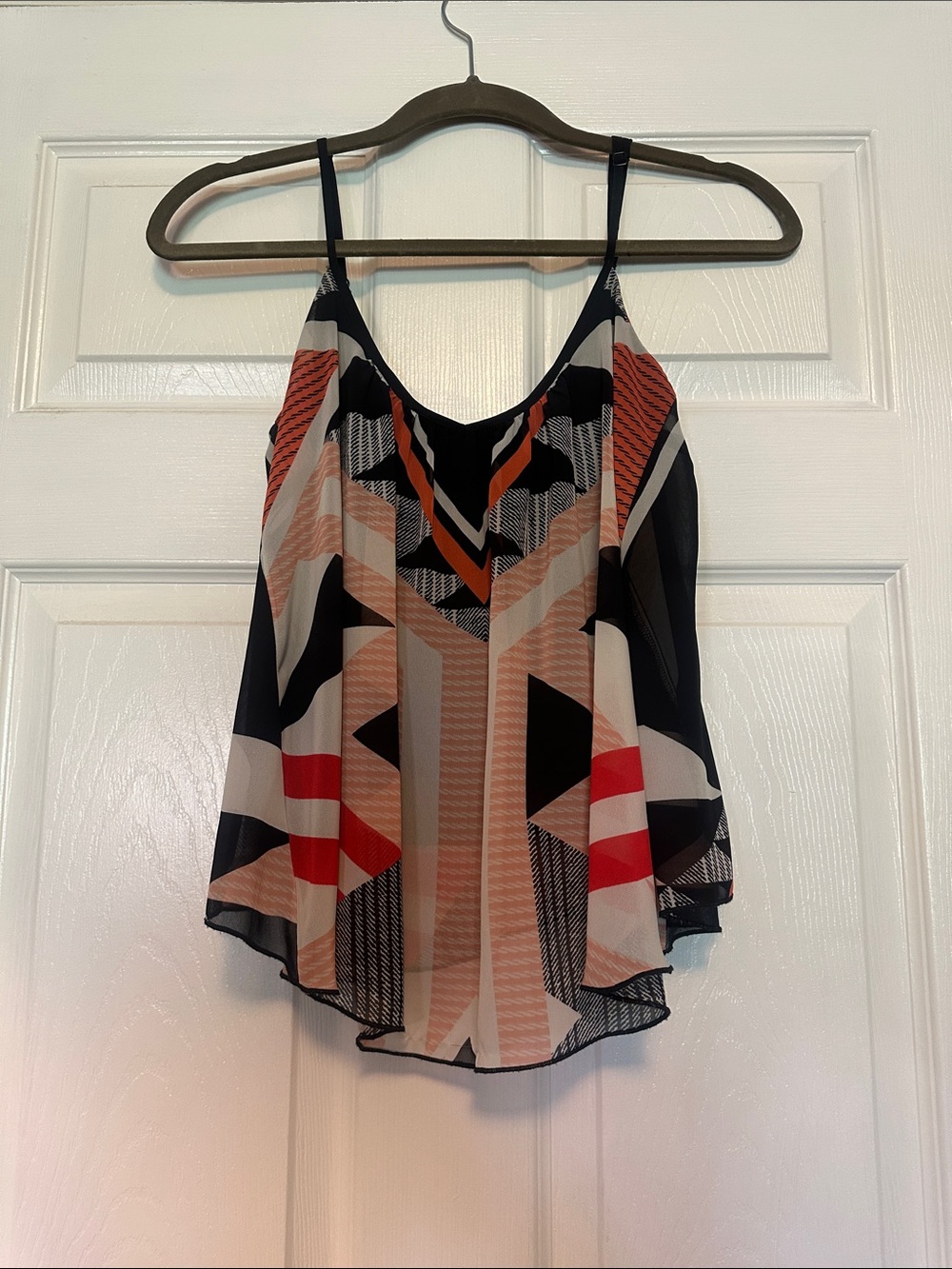 Express Women’s Print Spaghetti Strap Tank Top - Black, Red, Cream XS